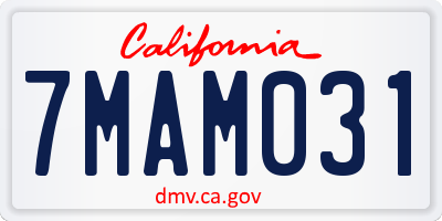 CA license plate 7MAM031