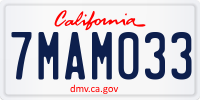 CA license plate 7MAM033