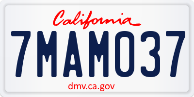 CA license plate 7MAM037