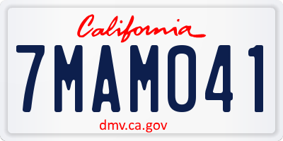 CA license plate 7MAM041
