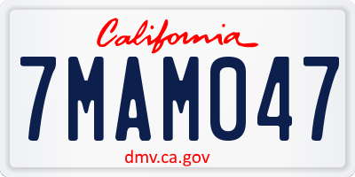 CA license plate 7MAM047