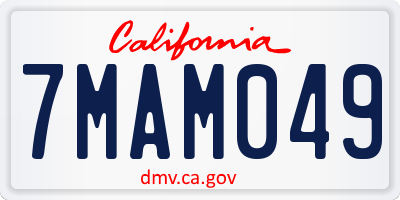 CA license plate 7MAM049