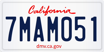 CA license plate 7MAM051
