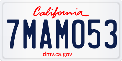 CA license plate 7MAM053