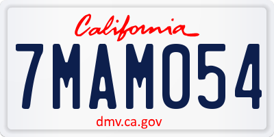 CA license plate 7MAM054