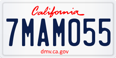 CA license plate 7MAM055