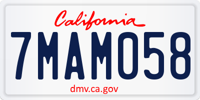 CA license plate 7MAM058