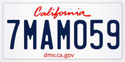 CA license plate 7MAM059
