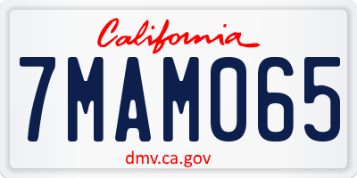 CA license plate 7MAM065
