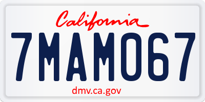 CA license plate 7MAM067