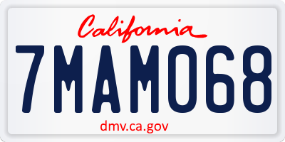CA license plate 7MAM068