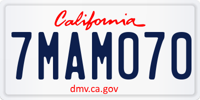 CA license plate 7MAM070