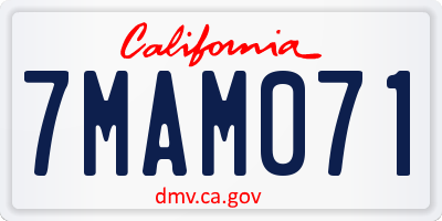 CA license plate 7MAM071