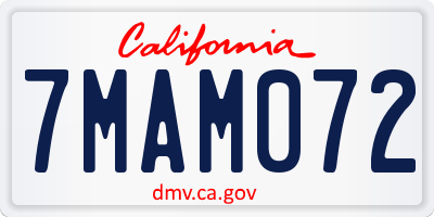 CA license plate 7MAM072