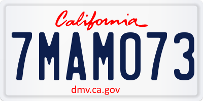 CA license plate 7MAM073