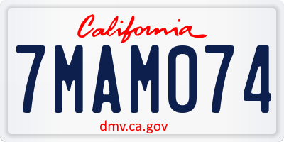CA license plate 7MAM074