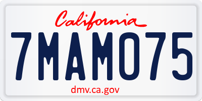CA license plate 7MAM075