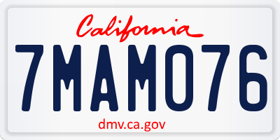 CA license plate 7MAM076
