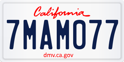 CA license plate 7MAM077