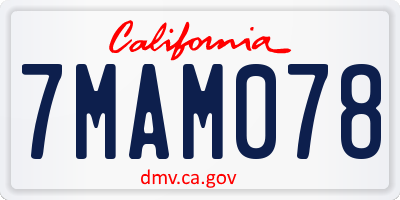CA license plate 7MAM078