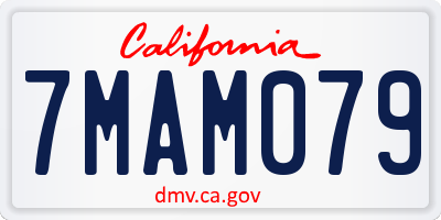 CA license plate 7MAM079
