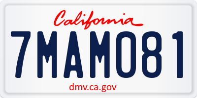 CA license plate 7MAM081