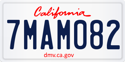 CA license plate 7MAM082