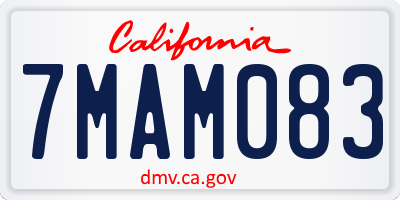 CA license plate 7MAM083
