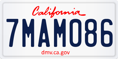CA license plate 7MAM086