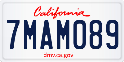 CA license plate 7MAM089