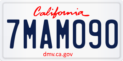 CA license plate 7MAM090