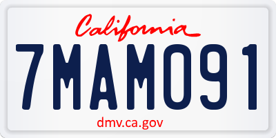 CA license plate 7MAM091