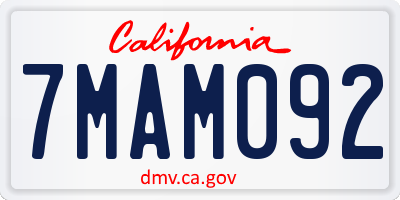 CA license plate 7MAM092