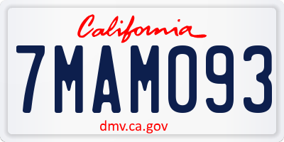 CA license plate 7MAM093