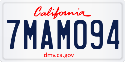 CA license plate 7MAM094
