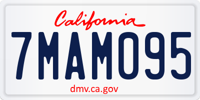 CA license plate 7MAM095