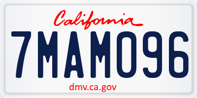 CA license plate 7MAM096