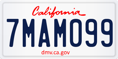 CA license plate 7MAM099