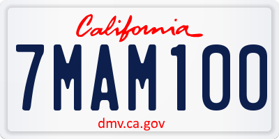 CA license plate 7MAM100