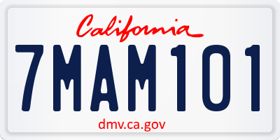 CA license plate 7MAM101