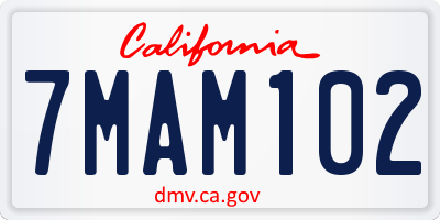 CA license plate 7MAM102