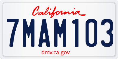 CA license plate 7MAM103