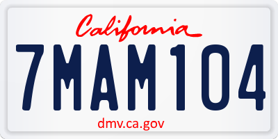 CA license plate 7MAM104