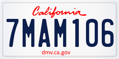 CA license plate 7MAM106
