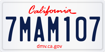 CA license plate 7MAM107