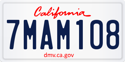 CA license plate 7MAM108