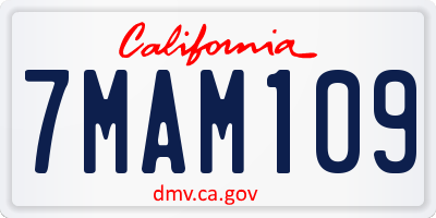 CA license plate 7MAM109