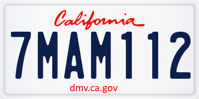 CA license plate 7MAM112