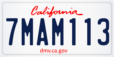 CA license plate 7MAM113
