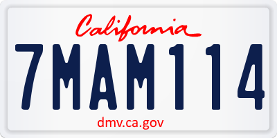 CA license plate 7MAM114